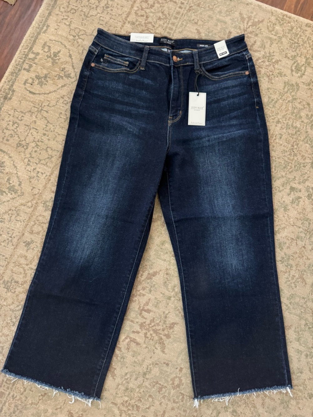 Judy Blue Dark Wash Cropped Raw Hem Jeans